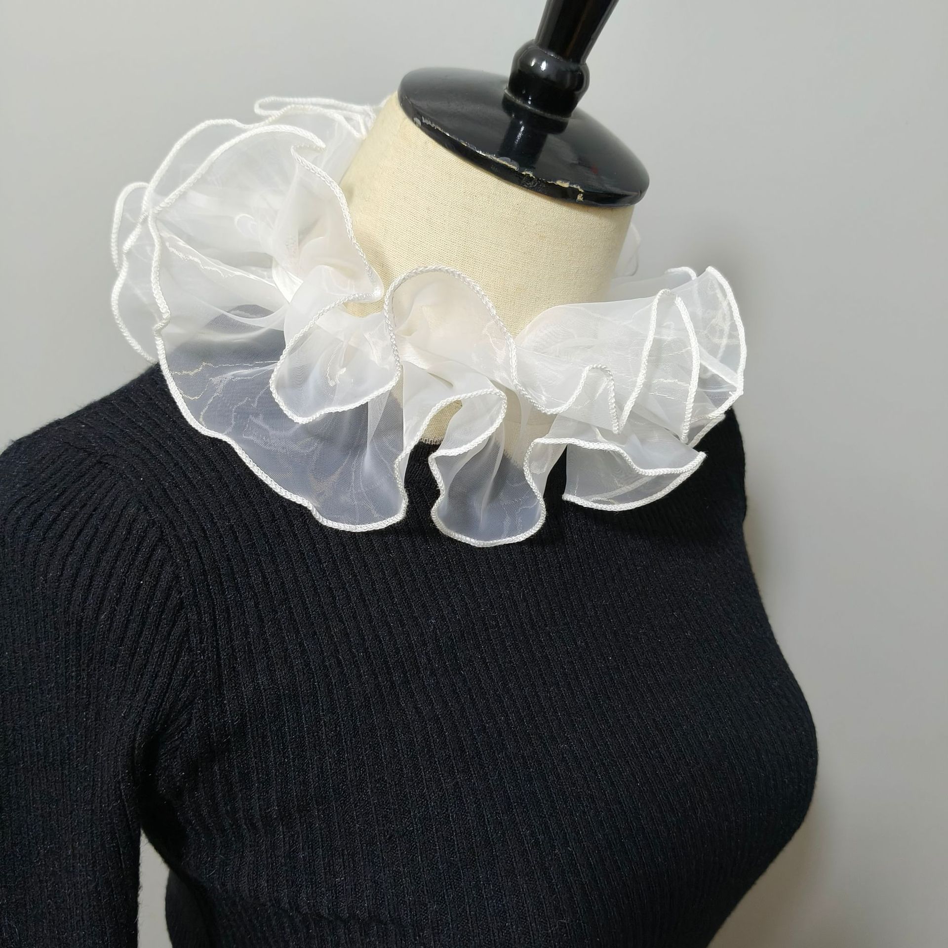 Colar inchado de malha em camadas, cachecol de tule, pescoço do palácio, gola decorativa, colar falso, palhaço, cosplay, adereços de fantasia: YELLOW