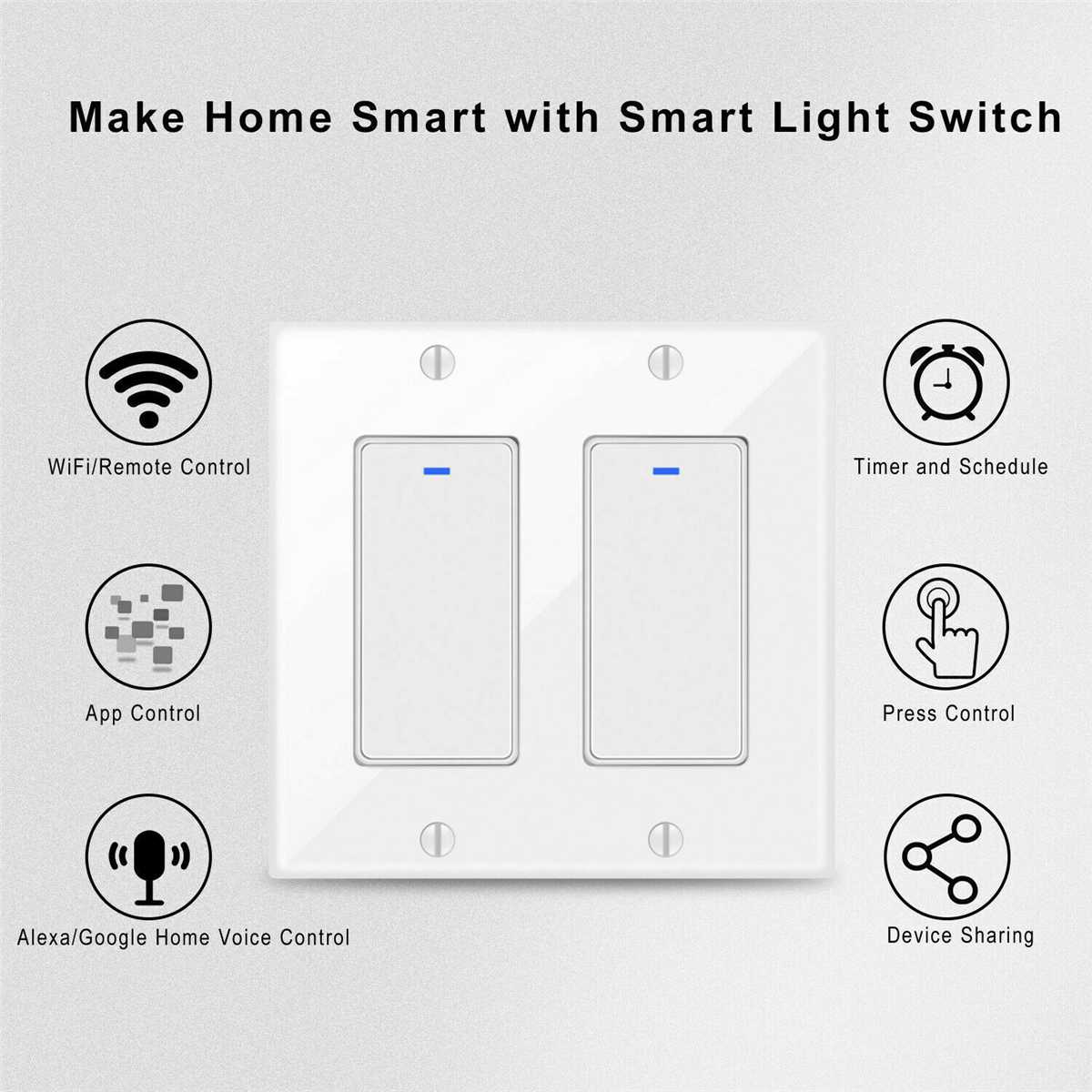2/3/4 Gang WiFi Smart Home Light Wall Switch Socket Push Button Modern Panel Tuya Wireless Compatible For Alexa For Google Home