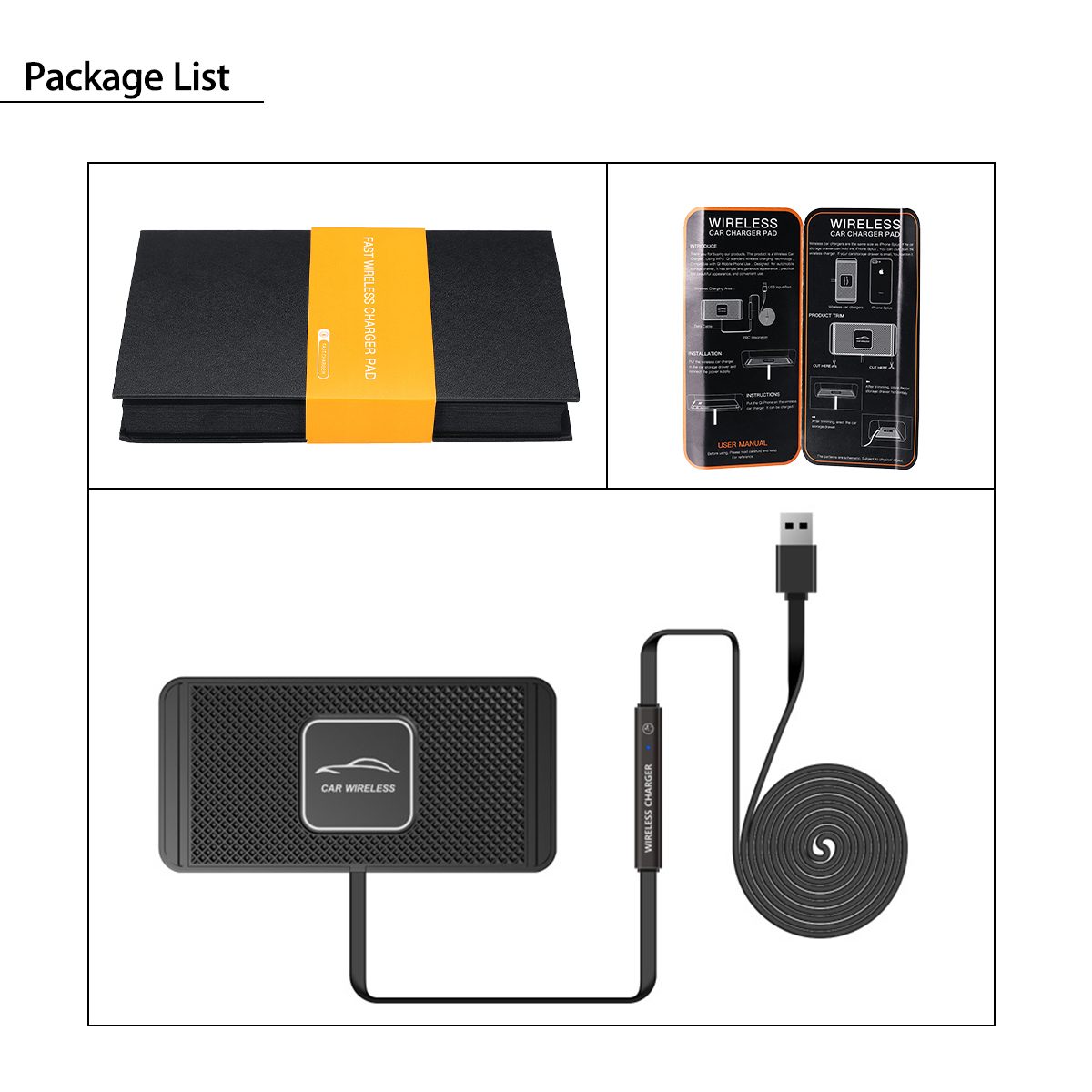 10w 2 in- 1- silikonmatte mit rutschfester oberfläche, halterung für das armaturenbrett, schnellladefunktion (qi) und kabellose ladestation für iphone und samsung