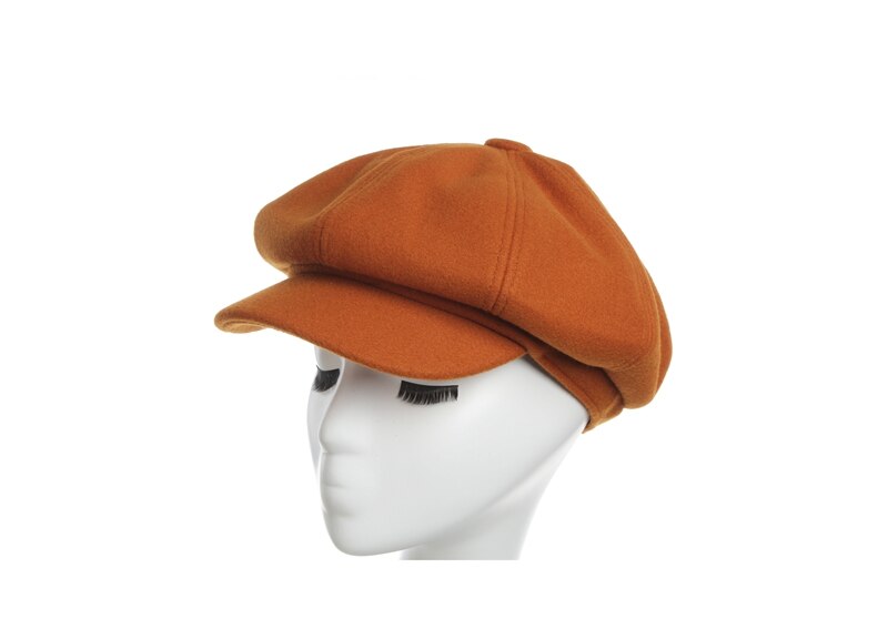 Kvinders nyhedsdreng hætte damer efterår vinter ruskind stof ottekantede hatte hatte til kvinder vinter udendørs hatte til kvinder: Orange