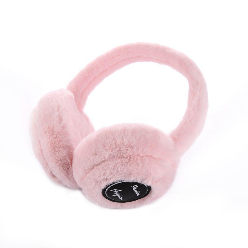 Winter Plush Warm Wireless Bluetooth Headset Ear Cover For Men Women Outdoor Sports Headphones Stylish Stereo Music Earphone: Pink