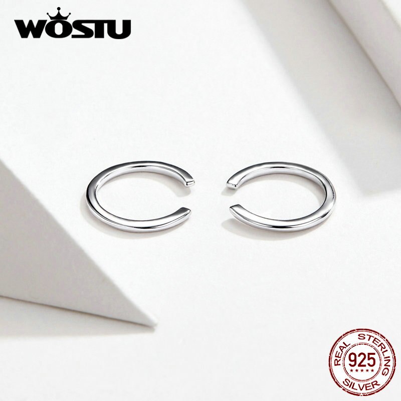 Wostu Klassieke Cirkel Hoepel Oorbellen 100% 925 Sterling Zilver Kleine Oorbellen Voor Vrouwen Wedding Minimalistische Sieraden CQE647