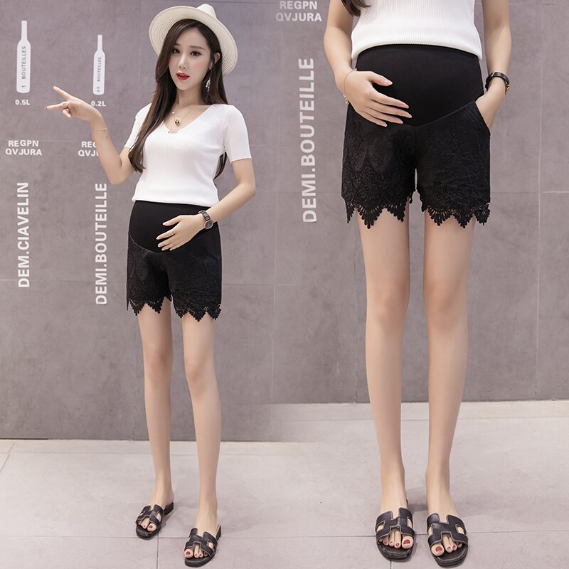 9811# Lace Maternity Shorts Summer Short Pants Clothes for Pregnant Women Adjustable Belly Pregnancy Shorts