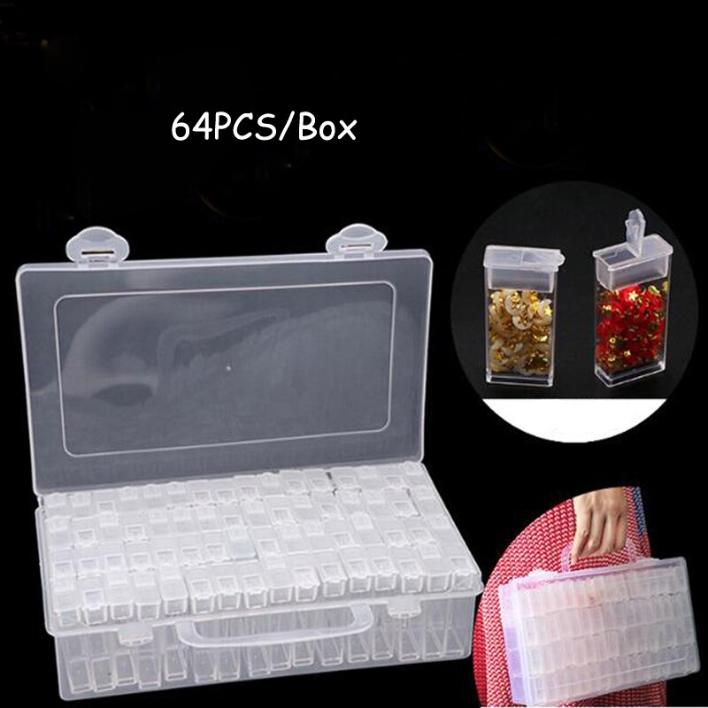 6/12/24/42/64 Grid Diamond Container Box DIY Diamant Embroidery Mosaic Tools Bead Transparent Plastic Drill Storage