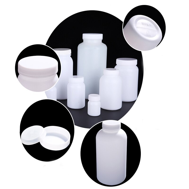 50mL-2000mL Wide-mouth Plastic Sample Bottle HDPE Reagent Bottle Laboratory