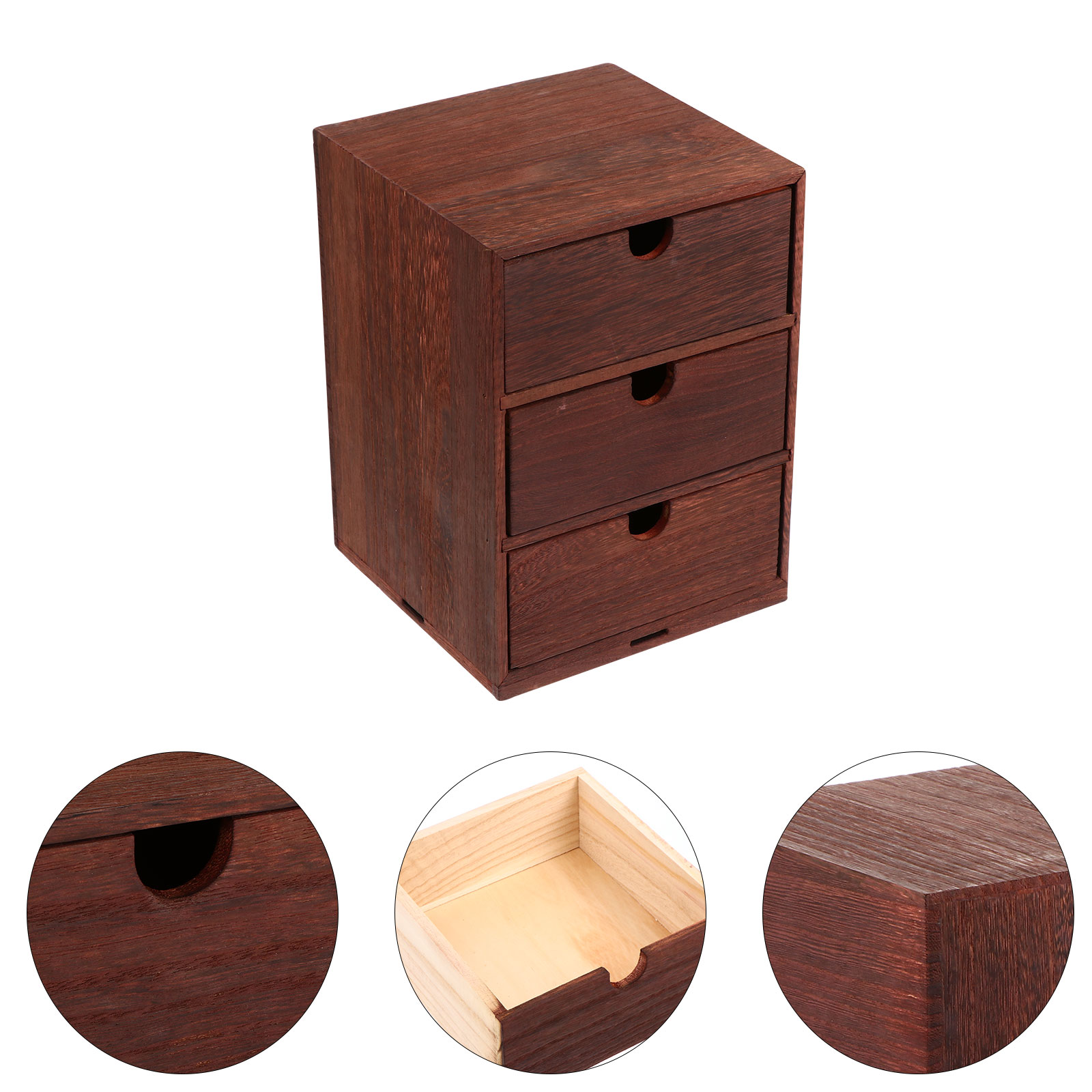 Caja de almacenamiento de madera, organizador de cajones de escritorio de madera, cajones de mesa, aparador, armario, cubo, Mini papelería al aire libre