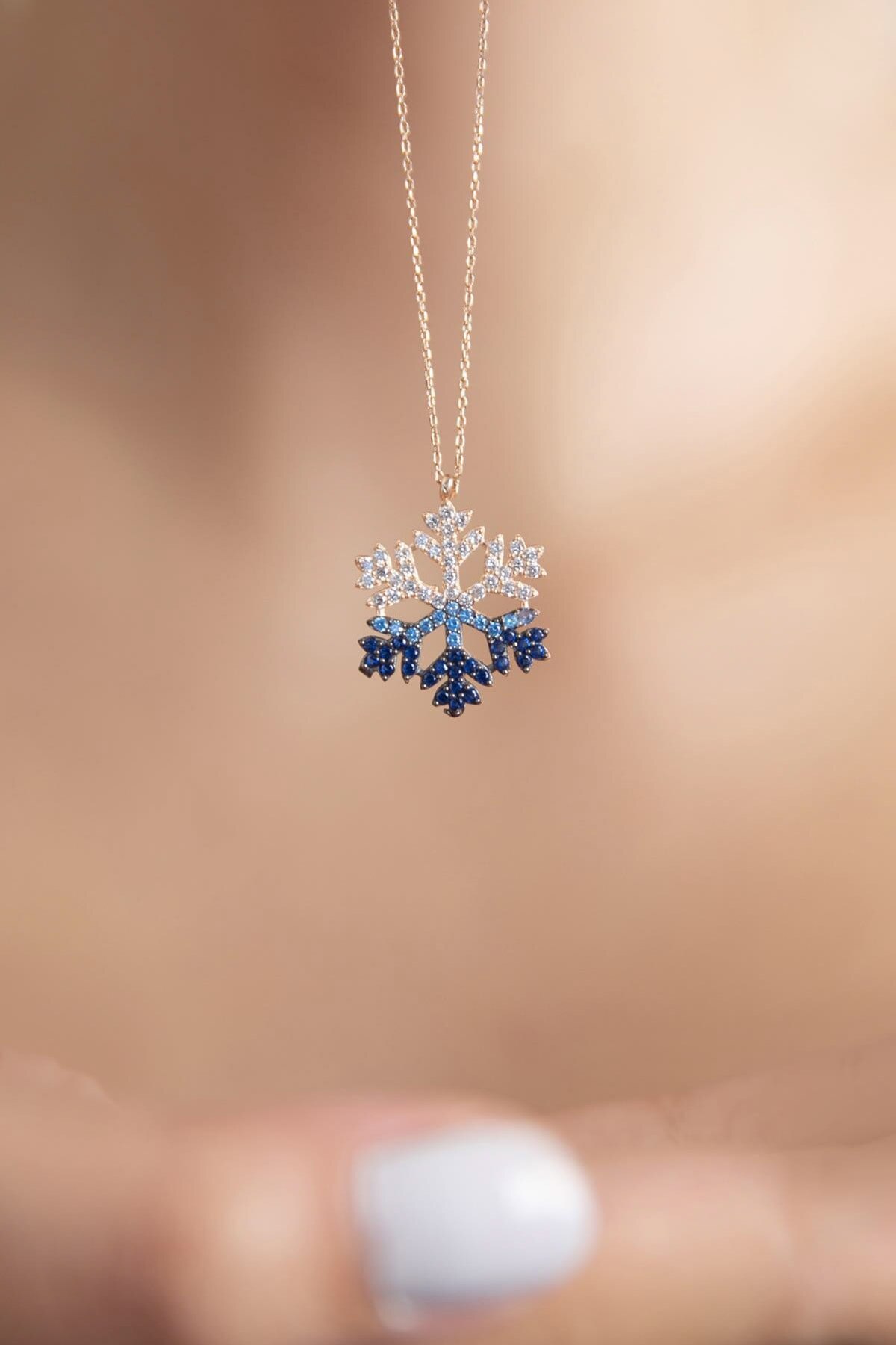 Schneeflocke Anhänger 925 Sterling Silber- Halskette