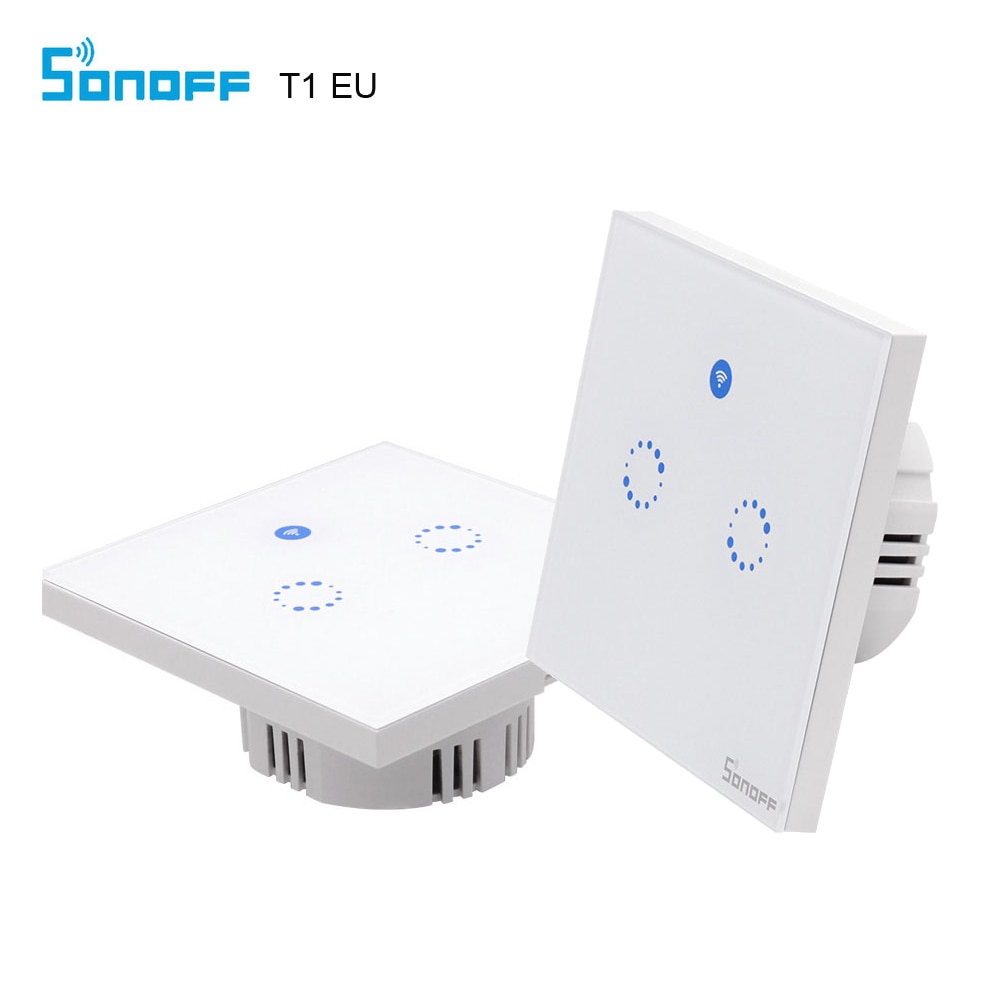 Sonoff T1 Smart Wifi Wall Touch EU Light Switch 1 Gang 2 Gang Touch/WiFi/433 RF/APP Remote Smart Home Controller Work with Alexa