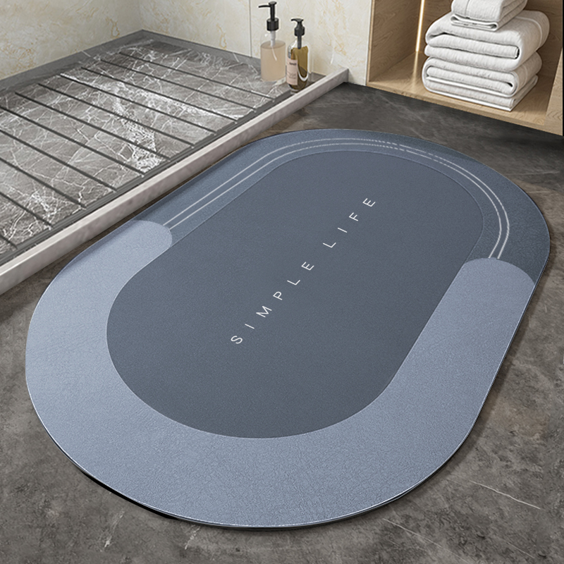 Super Absorbent Bathroom Mat Quick Drying Diatom Floor Mat Easy To Clean Door mat Oil-proof Kitchen rug Non-slip Entrance carpet: Oval Blue
