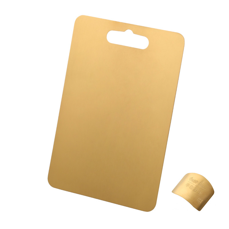 1Pc Hakblokken + Vinger Beschermer Rvs Snijplanken Voor Keuken Gebruiksvoorwerp Hangable Kaasplank Snijden Opslag: Gold