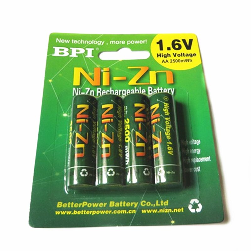 4 stks/partij Oplaadbare BPI AA 2500mWh NI-Zn NI Zn NIZN 1.6 V Batterij Met Case voor Speelgoed, MP3, Camera +