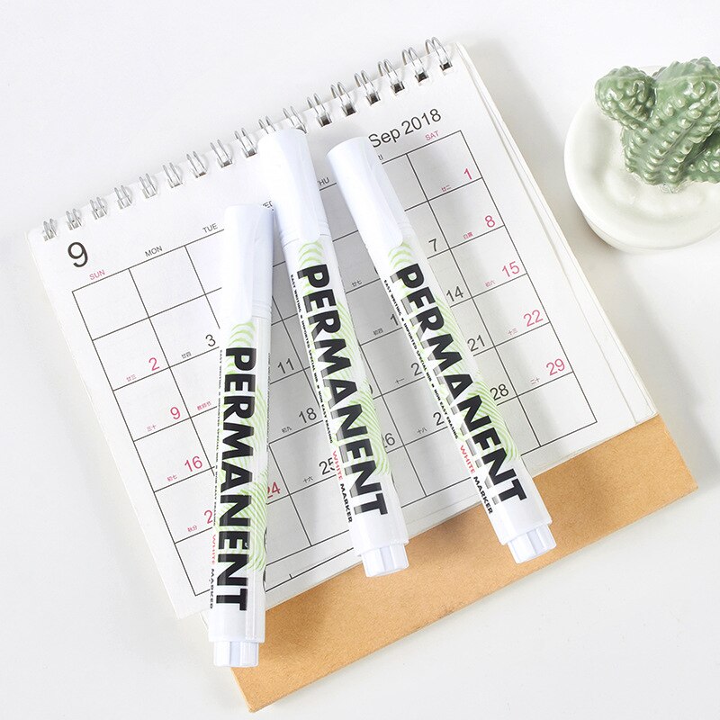 1Pcs Witte Verf Markers 3.0Mm Olie Permanente Marker Verf Pen Waterdichte Graffiti Metaal Glas Cd Autoband Pen 9905A