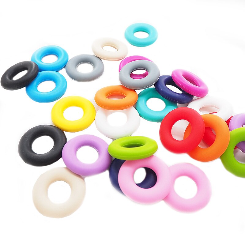 Chenkai-anneau de dentition Silicone sans BPA | Perles de donuts pour bébé, pour la fabrication bricolage, accessoires de jouets, 50 pièces