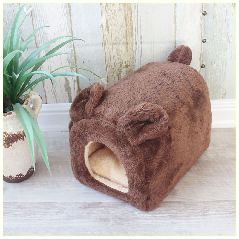 Kleine Hond Huis Kat Cave Bed Teddy Chihuahua Kennel Thicken Warm Puppy Nest Bulldog Huisdier Yurt Tent Kleine Dieren bed Met Mat: Coffee / L 35x28x25CM