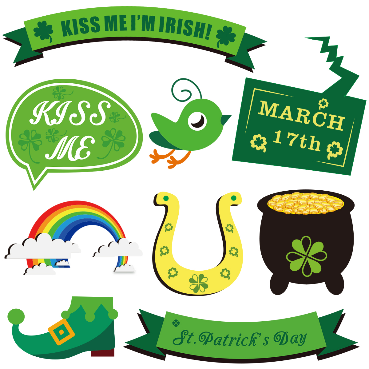 TINKSKY 34PCS St. Patrick's Photo Booth Props Day Photo Props Funny for Celebrating St. Patrick's Day Party