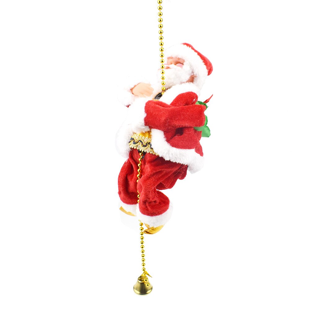 Elektrisk animeret klatring julemand på perler kæde musikalsk bevægelsesfigur julepynt  an88
