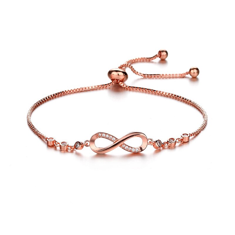 Silver Color Infinity Charm Bracelets & Bangles for Women Zirconia Snake Chain Brand Bracelet Girl Wedding Jewelry: AD0389-2