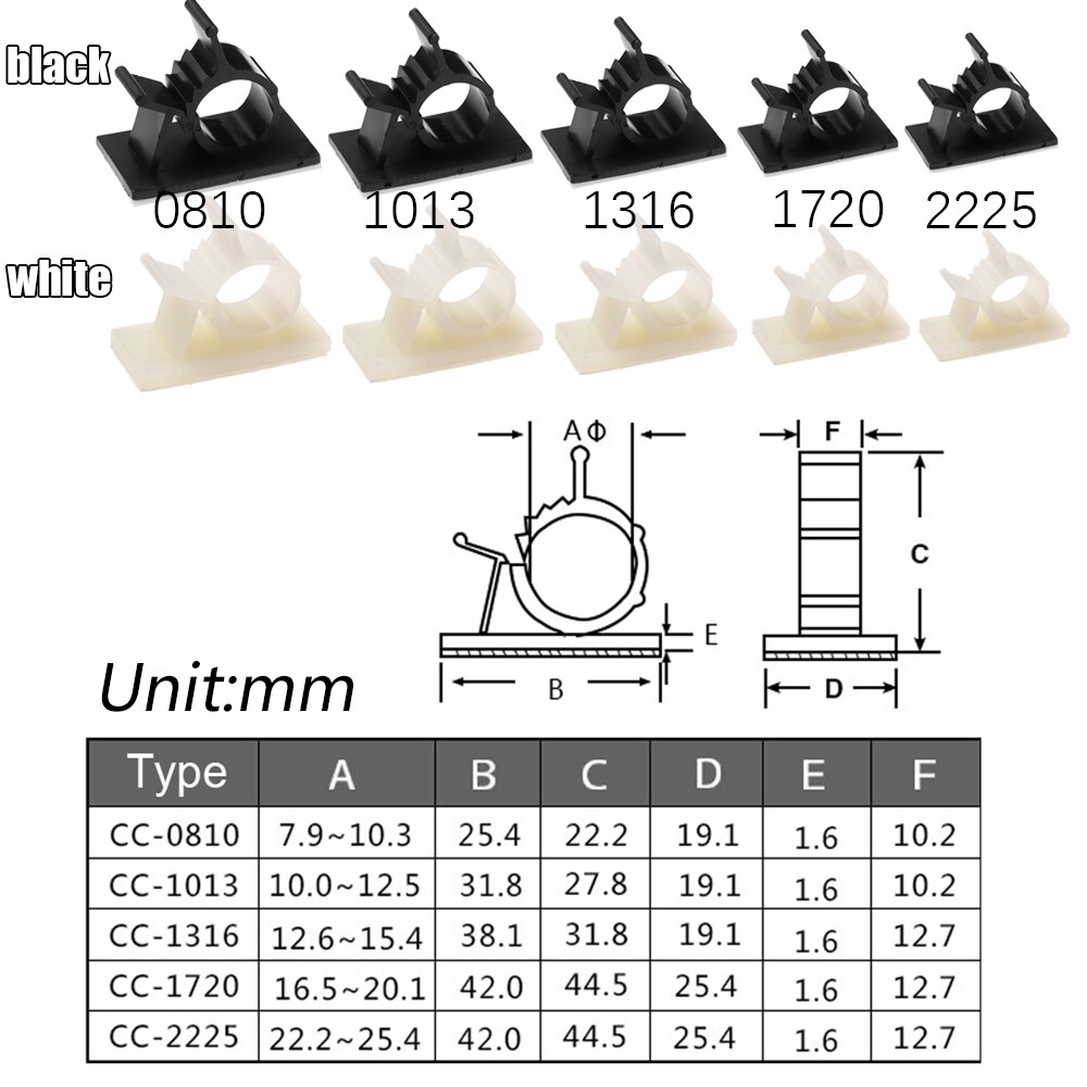 10 Pcs Zelfklevende Kabel Clips Plastic Gesp Lijn Kabelmanagement Clips Zwart Wit Fastener Praktische Kabel Clips Organizer