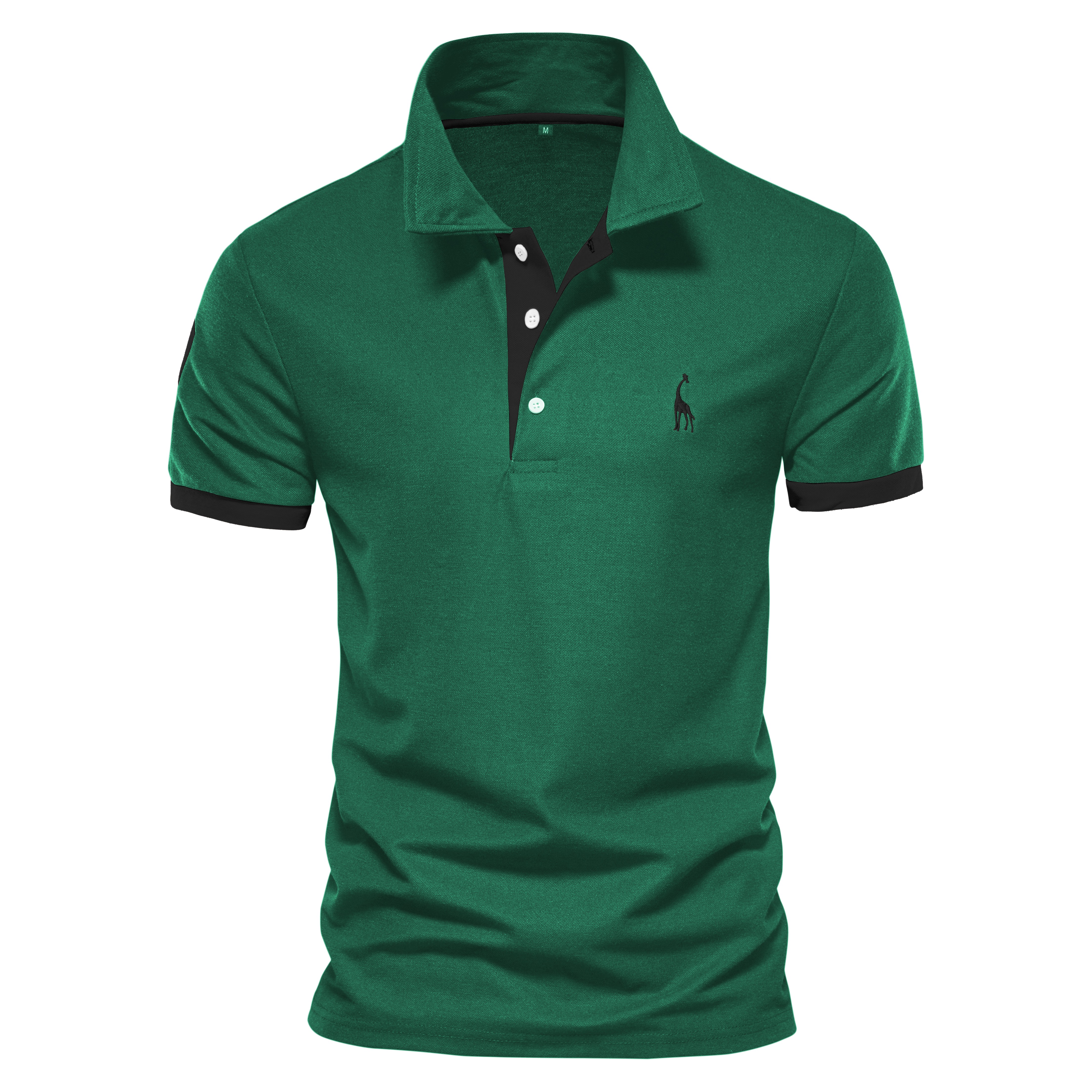 Polo Girafe à Manches Courtes pour Homme, Chemise Brodée de , Décontractée, Business, Social, Été, Directe: S / green