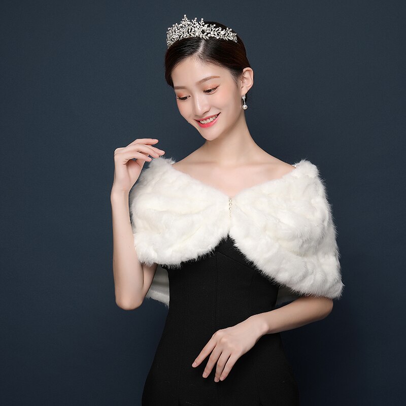neueste Braut Schal Pelz wickelt Ehe zucken Mantel Braut Winter Hochzeit Party Abend Prom Bolero Jacke Mantel Schal Weibliche