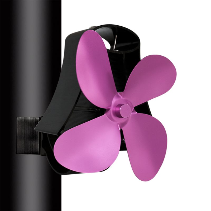 Wall Mounted Heat Self-Powered Fireplace Stove Fan Quiet 4 Blades Aluminum Efficiently Warm Large Room Wood Log Burner Eco