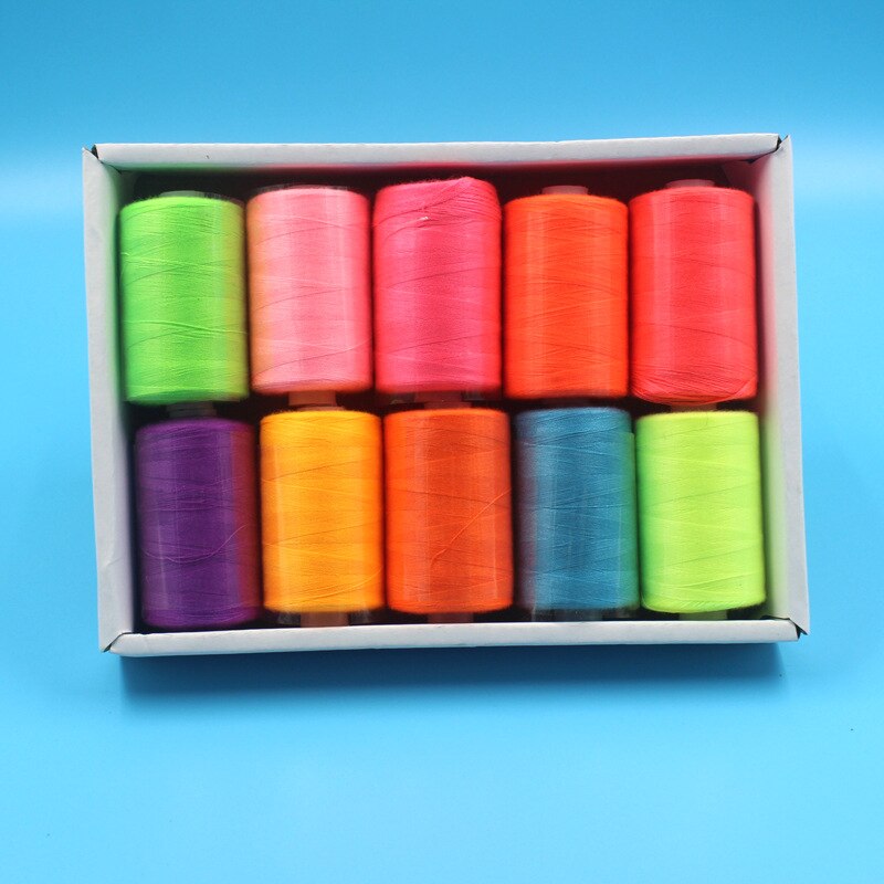 Hilo de coser 402 poliéster, 10 carretes/paquete, 1000 yardas/carrete para máquina de coser, costura a mano, costura multicolor: 04 Bright Color