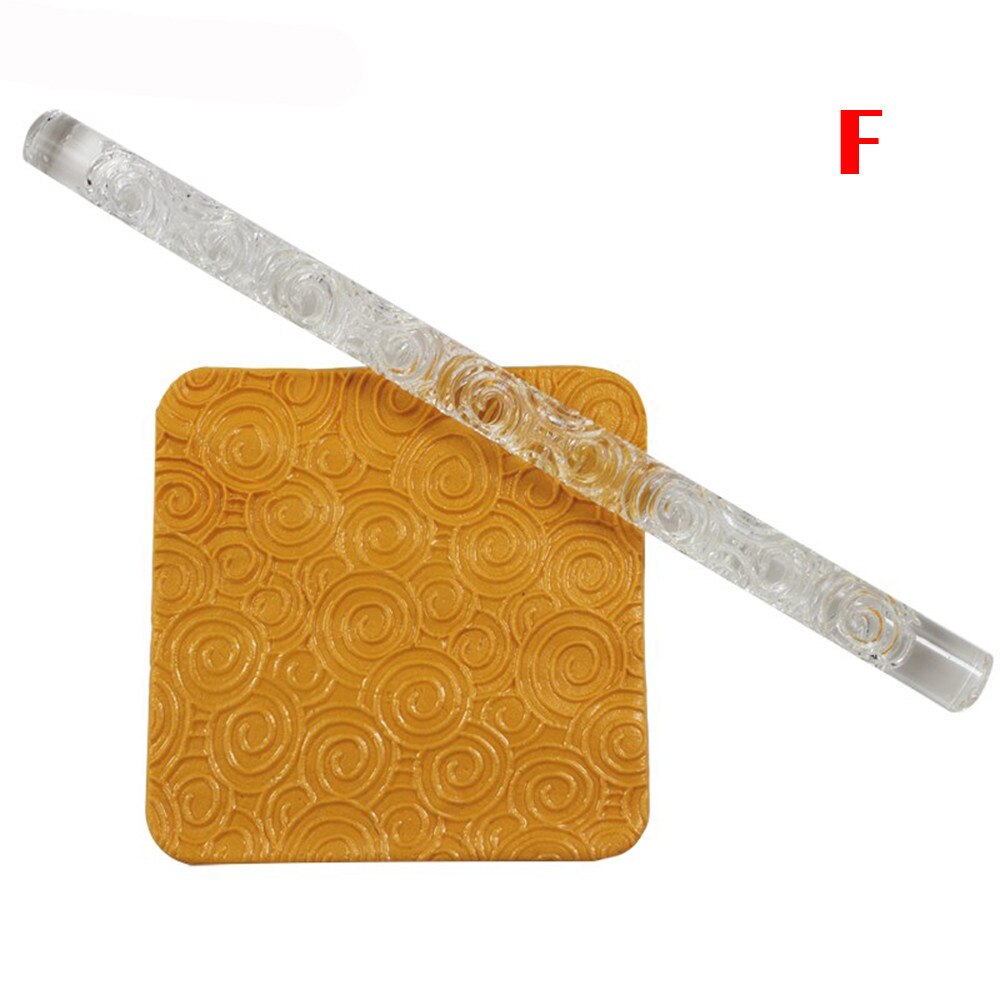 Embossing Acryl Rolling Pin Fondant Suiker Ambachtelijke Cake Bakken Decorating Mould Tool Home Keuken Deeg Rolling Pin Gadgets: F