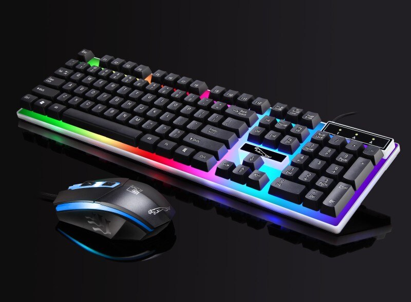 G21 wired mechanical suspension keyboard set led color backlit gaming keyboard and mouse set wired keyboard wired mouse: black