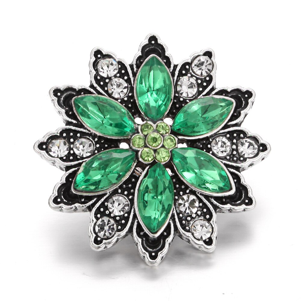 6 stks/partij Snap Sieraden DIY Crystal Rhinestone 18mm Bloem Snap Knoppen Fit 18mm Snap Armbanden Bangles Vrouwen knop Sieraden