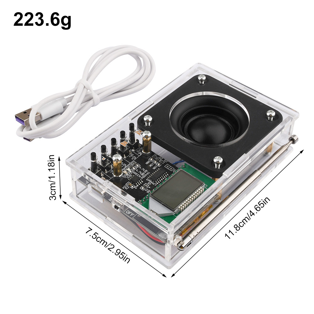 Radio FM DIY Kit Odbiornik radiowy FM 76MHz-108MHz Zestaw głośników radiowych DIY Modyfikacja częstotliwości Wyświetlacz LCD Praktyka lutowania