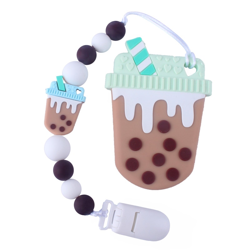 2 stk / sæt mælk te kop silikone vedhæftning legetøj og sutter sut holder klips kæde bedste nyfødte brusebad