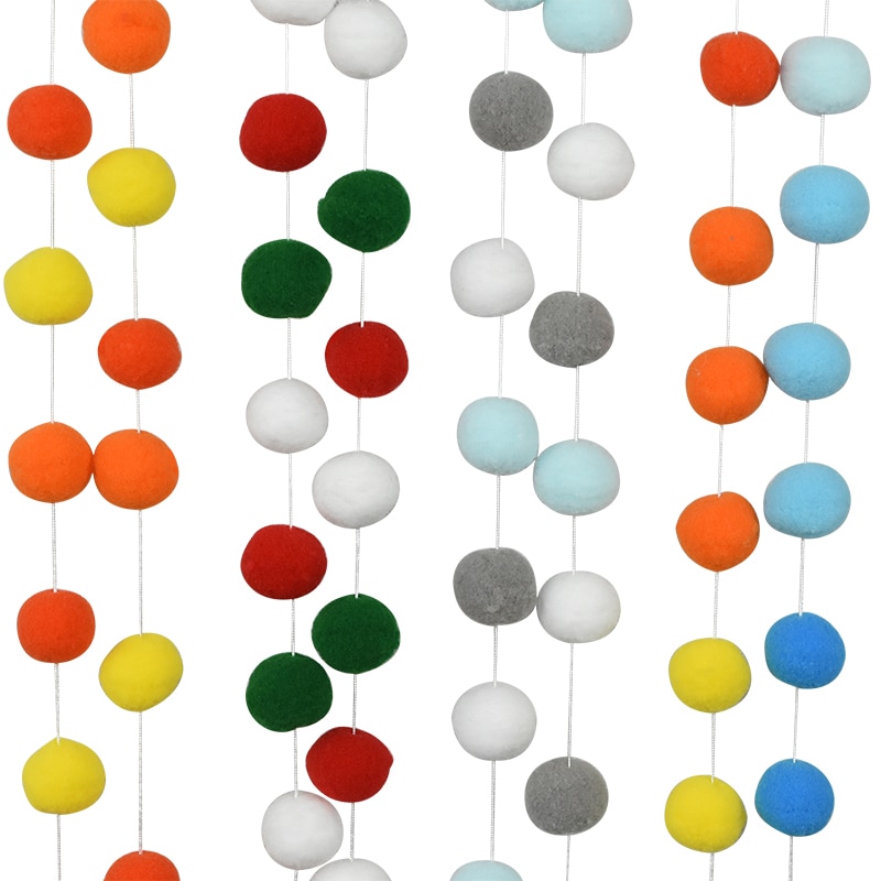 Guirlande murale avec pompon de 3cm 2.5M, décoration murale de 3cm, suspendue de Style nordique, pour chambre de bébé ou chambre d'enfant, pour la maison, de mariage