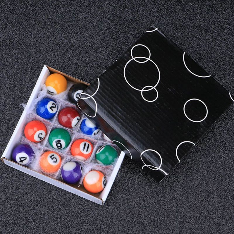 16pcs/set 25mm Resin Mini Billiard Ball Children Toy Small Pool Cue Balls Full Set Mini Pool Table Accessories