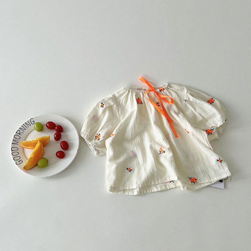 Milancel 2022 Zomer Kinderen T-shirt Meisjes Geborduurde Bloem Baby Shirt Top Kinderkleding