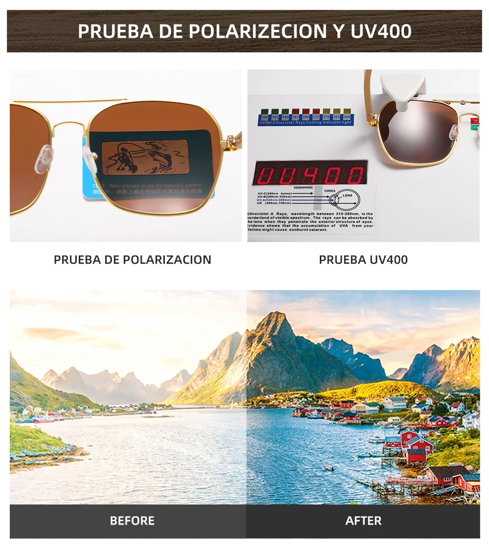 GM Gafas de sol cuadradas metálicas retro de para mujeres y hombres marcas de de lujo gafas de sol de bambú y madera de conducción populares