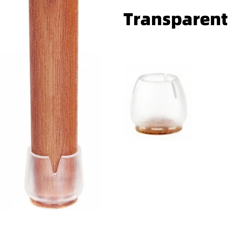 Bouchon de pied de chaise antidérapant en caoutchouc, 16/24 pièces, empêche les rayures, réduit le bruit, protecteur de sol en bois, étanche, Anti-moisissure, pièces de meubles: M / TRANSPARENT / 24 Pcs