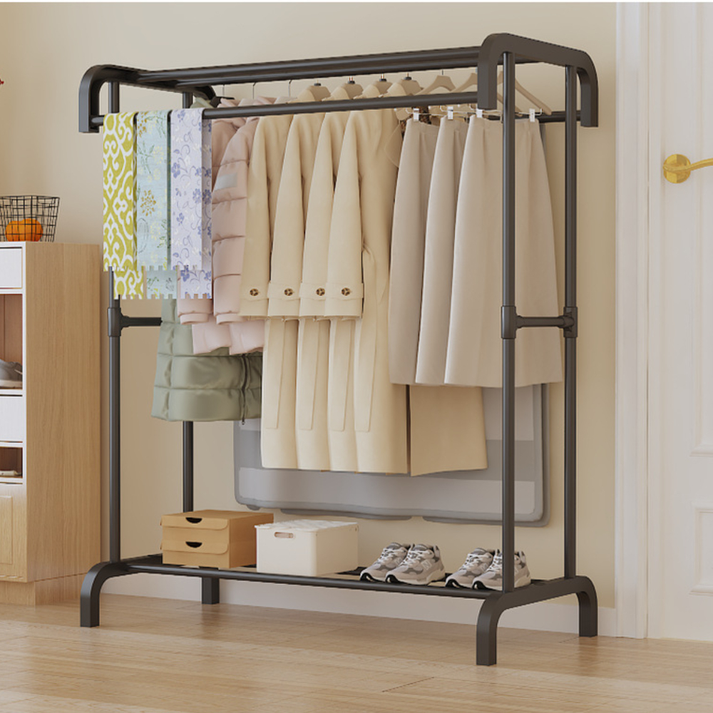 Porte-vêtements grand cintre Simple multicouche support de séchage au sol support de séchage ménage mobile intérieur roulant cintre