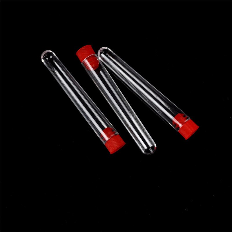 16x100mm Clear Plastic Test Tubes With Caps Lab Round Bottle Tubes Laboratory Tools 10pcs