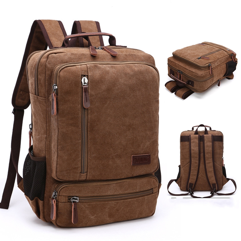 Men’s Canvas Backpack Fashionable Travel Student Laptop Bag Vintage Men’s Canvas Laptop Backpack Large Capacity Bag