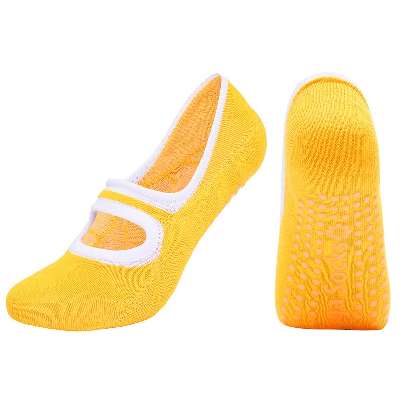 Damen pilates-yoga-socken, rutschfeste socken, hausschuhe, sport-anti-rutsch-ballett-tanzsocken, atmungsaktive fitness-accessoires für damen: Orange