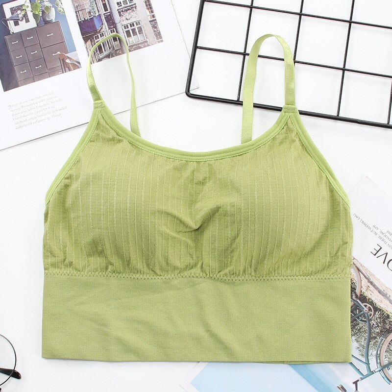 Cotton Sports Bras Women Push Up Solid Sports Bra Jogging Gym Women Sports Bra Girl Underwear Fitness Running Yoga Sport Tops: green