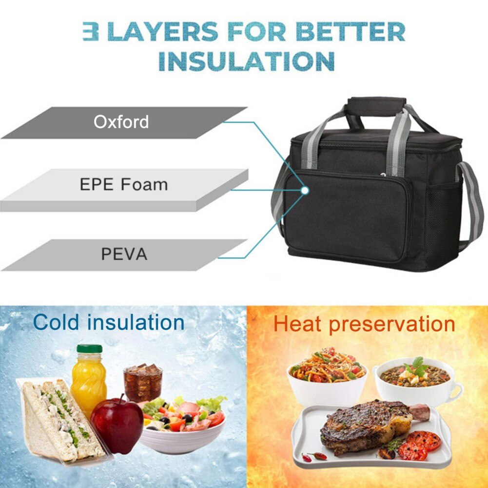 Portable Lunch Cooler Bag Insulated Food Drinks Bag Camping Traveling BBQ Folding Insulation Picnic Ice Pack Food Thermal Bag