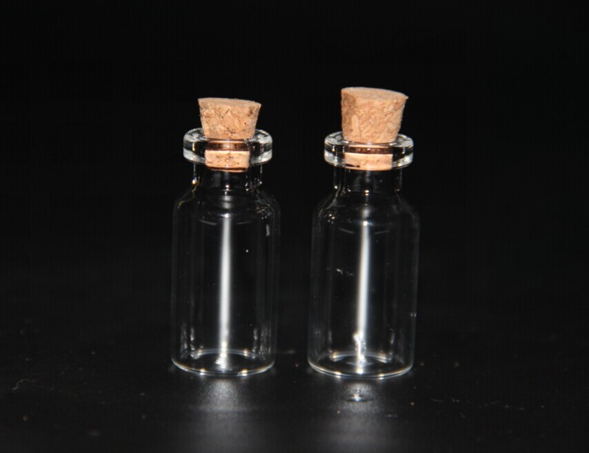 200pcs/lot 16*35mm 2ml Small Mini Cork Stopper Glass Bottles Vials Jars Containers Small Wishing Bottle Glass Craft Glass Bottle