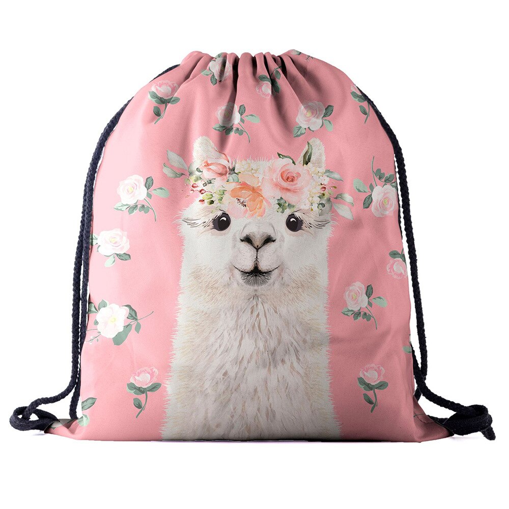 Rugzak trekkoordtas 3d print alpaca dames heren dagelijks casual meisjes mochila knapzak vrouwelijk bundel zak touw tassen: Bpa 700073