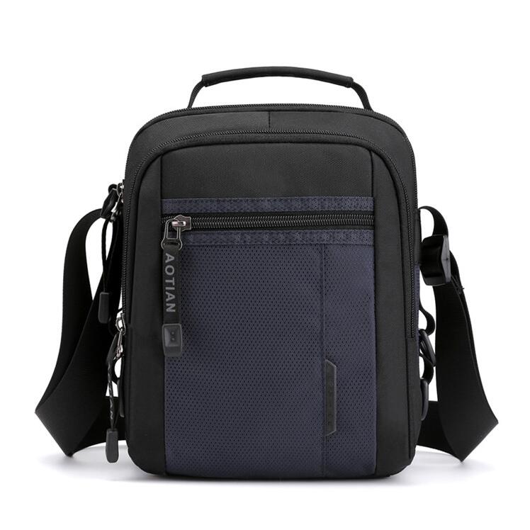 Zomer Mannen Reizen Handtassen Schoudertas Mannelijke Nylon Man Messenger Bag Eenvoudige Crossbody Tas Lichtgewicht: Vertical Dark blue