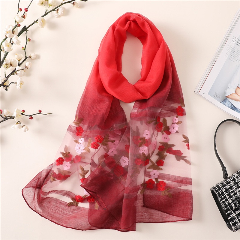 Lyxiga märken kvinnor halsduk sommar tunna mjuka siden halsdukar för dam sjalar och wraps pashmina långa strandstolar hijabs bandana: Th5