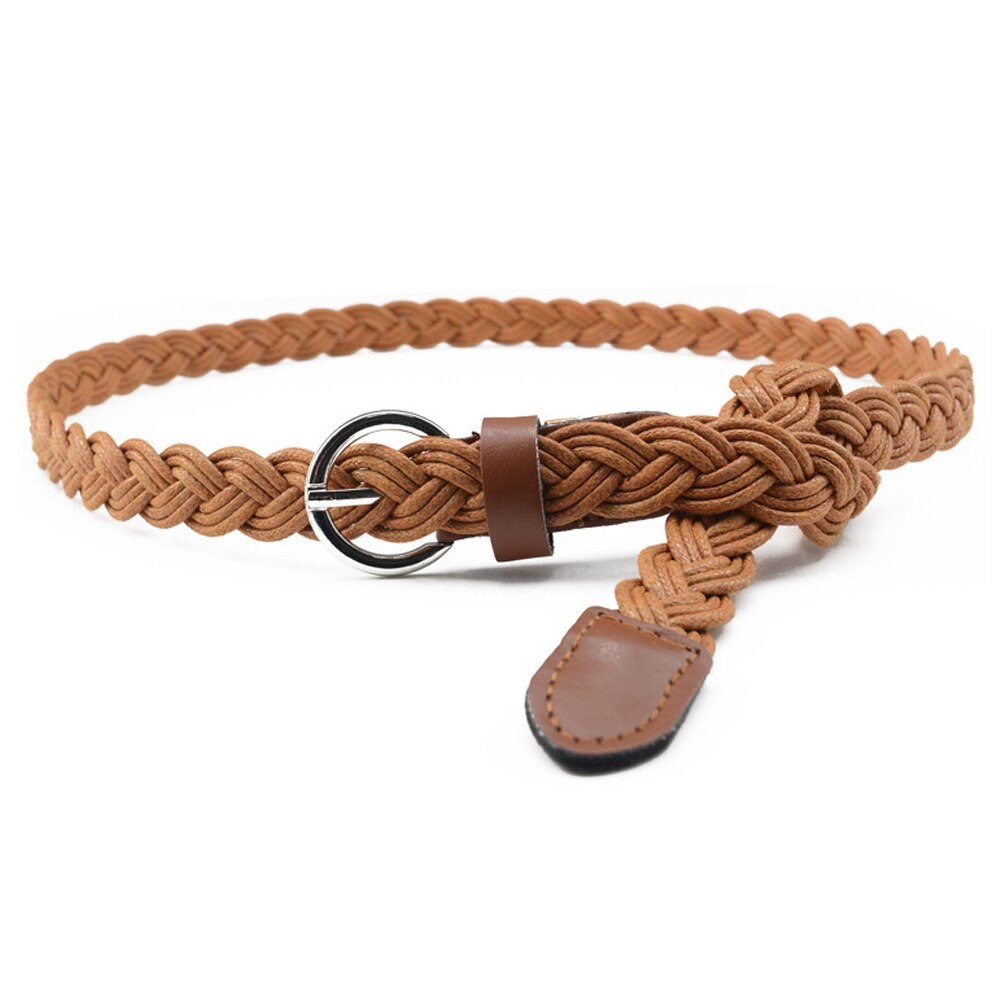 Unisex Casual Woven Belt Child Elastic Belts Men Canvas Elastic Belt Knitted Thin Waist Belts Jeans Alloy Pin Buckle Waistband: 6