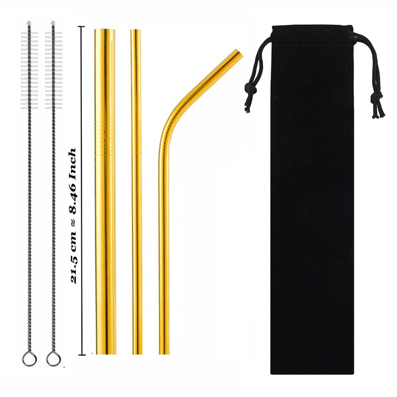 Paille métallique réutilisable colorée de , en acier inoxydable 304 avec brosse de nettoyage pour tasses 20/30oz,: Set 13