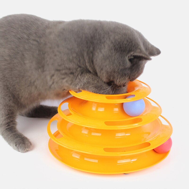 Three Levels pet cat toy Training Amusement plate Kitten Tower Tracks Disc cat Intelligence Amusement triple disc cat toys ball