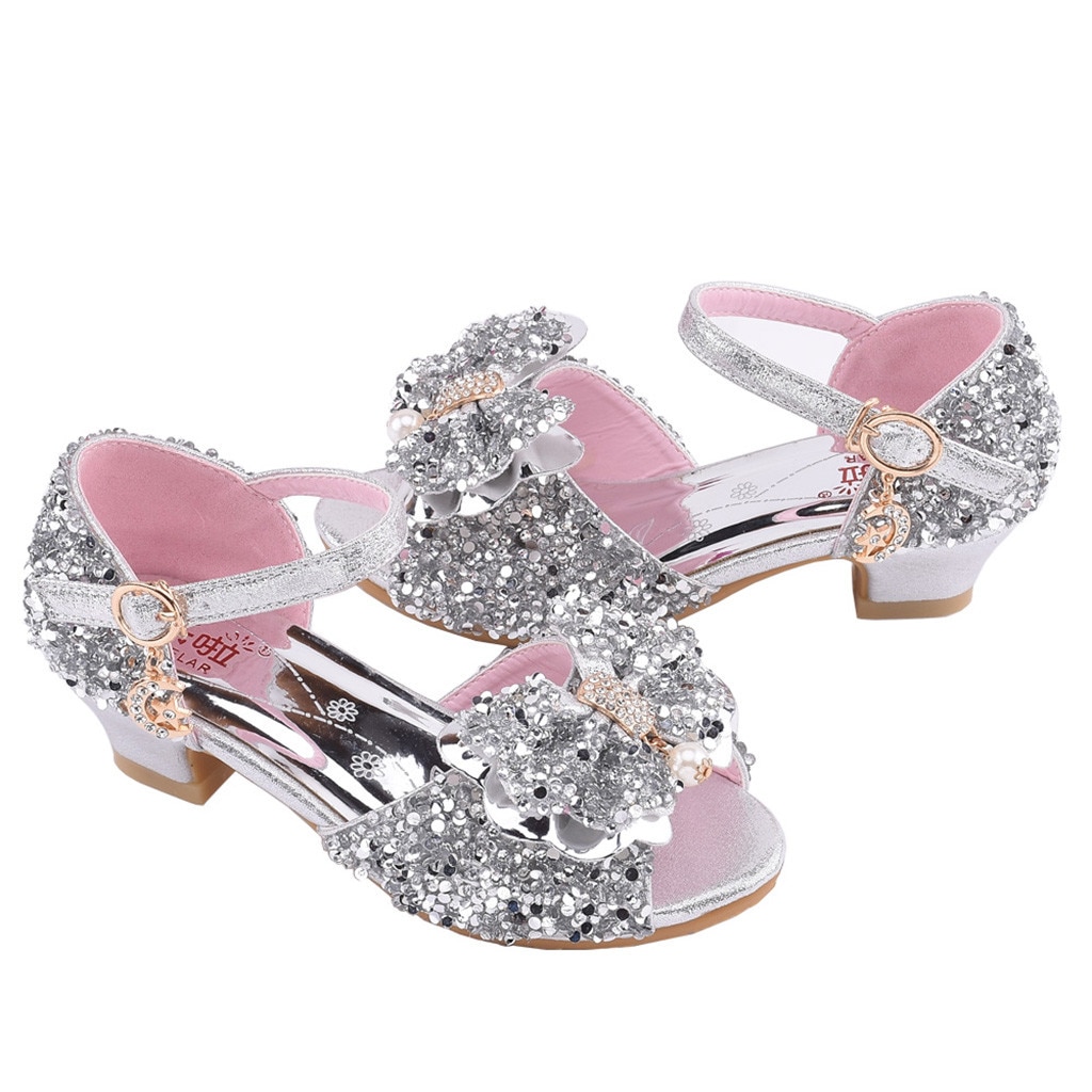 Kinder Kinder Schuhe Mädchen Casual Bowknot Sandalen Kristall Bling Pailletten Einzelnen Schuh Party Prinzessin Dance Sandalen Hochzeit Schuhe